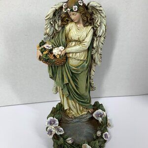 Angel Garden Figurine, Water Font - 12" Resin Garden Bird Seed/Water Feeder
